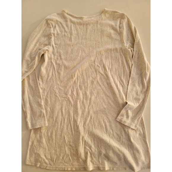 J. Jill Perfect Pima Womens Top Tunic 3/4 Sleeves size M Delicate Trim LightGray - Picture 4 of 6